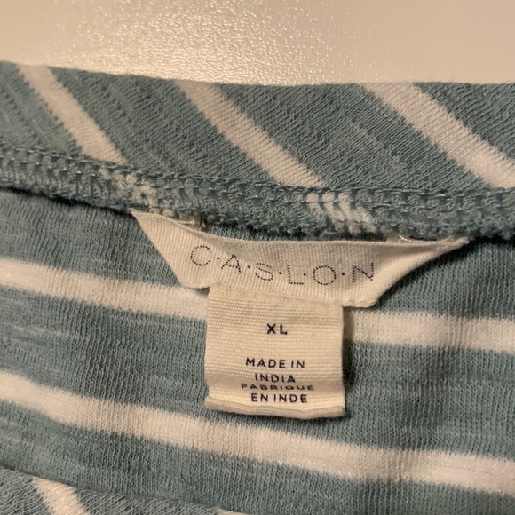 Caslon Stripe Scoop Neck Top Casual Long Sleeve Front Pocket Size XL Blue NEW - Picture 2 of 5